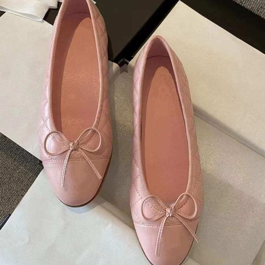 Women's Bowknot High Large Size Summer Pointed Temperament Chunky Heels