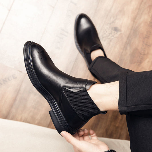 Men's Martin British Fashion Korean Style Hair Stylist Chelsea Winter Veet Men's Business Leather Shoes
