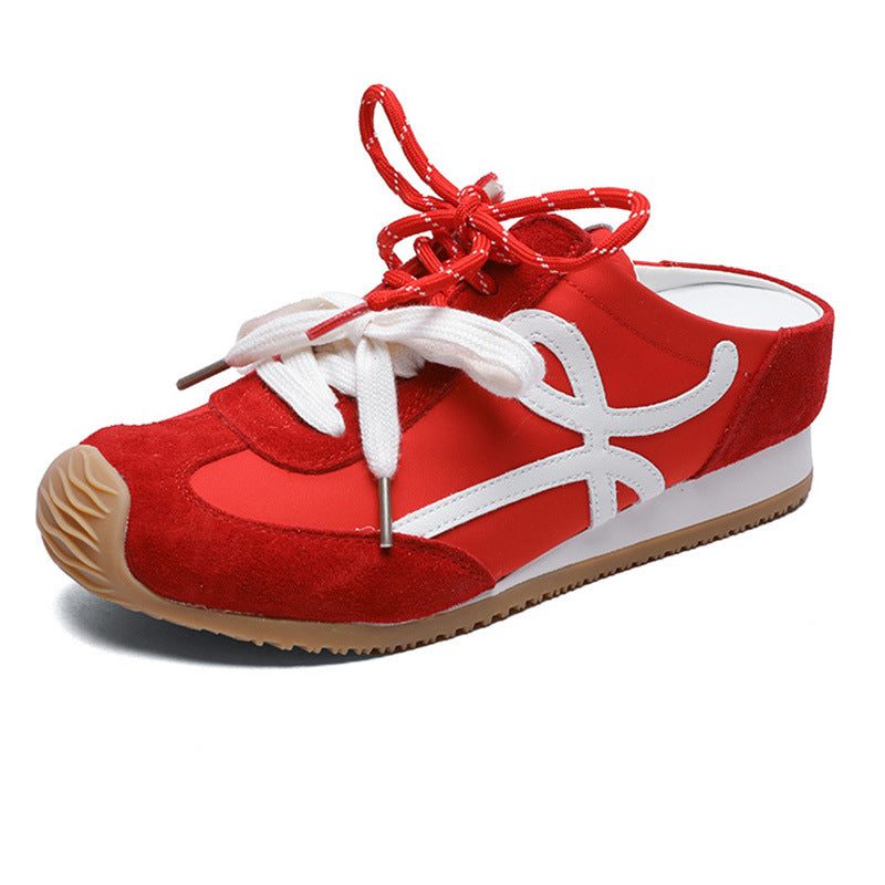 Women's Increasing Insole Closed Toe Half Outer Wear Slip-on Lazy Moral Women's Casual Shoes