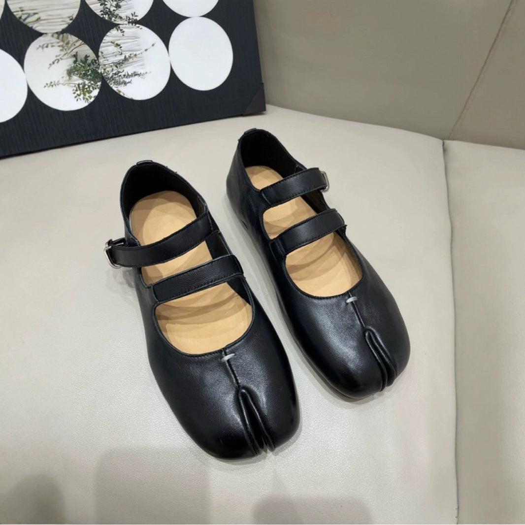 Women's Mary Jane Horseshoe Comfortable Soft Bottom Buckle Flat Low Mouth Heels