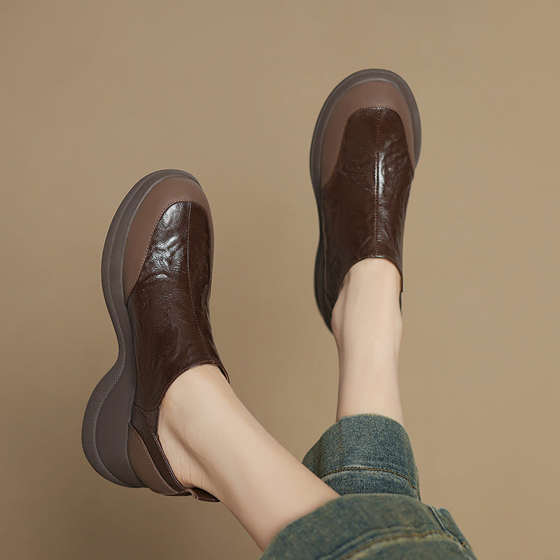Women's Pumps Platform Muffin Not Tired Feet Leather Shoes