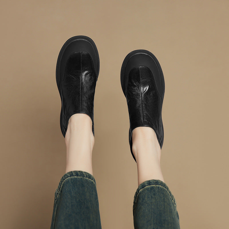 Women's Pumps Platform Muffin Not Tired Feet Leather Shoes