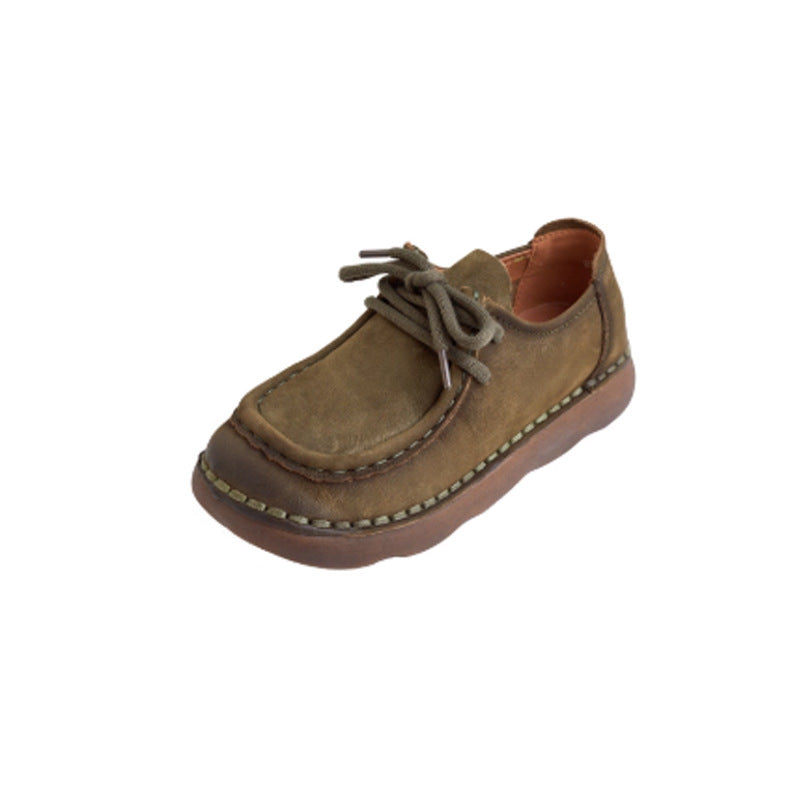 Women's Autumn British Style Vintage Genuine Handmade Low Soft Bottom Flat Women's Casual Shoes