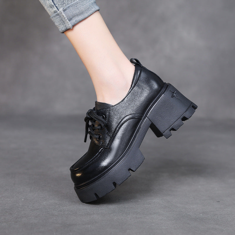 Women's Pumps Thick-soled High-heeled Authentic British Style Versatile Loafers