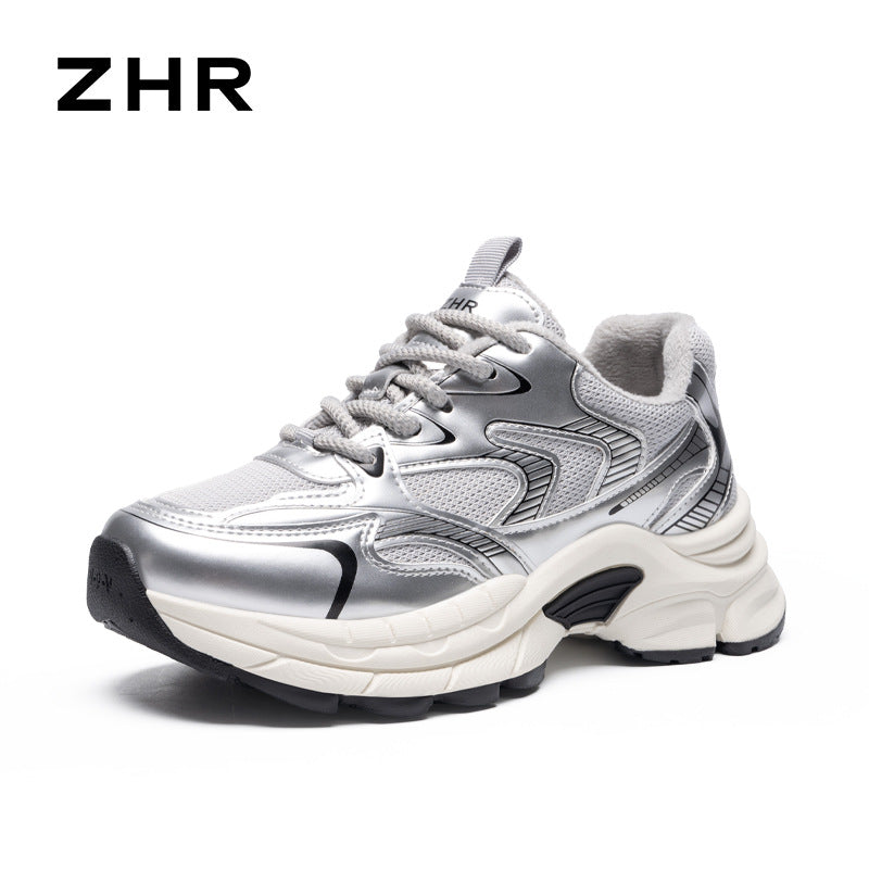 Women's Platform Mesh Surface Breathable Clunky Sports Heightened Sneakers