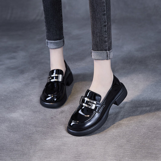 Beautiful Natural Color Authentic Spring British Style Chunky Loafers