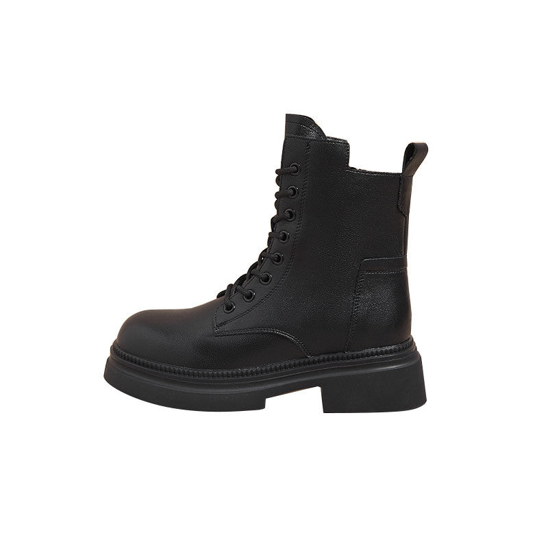 Women's Martin Female Korean Platform Ankle Lace Up Women's Leather Boots