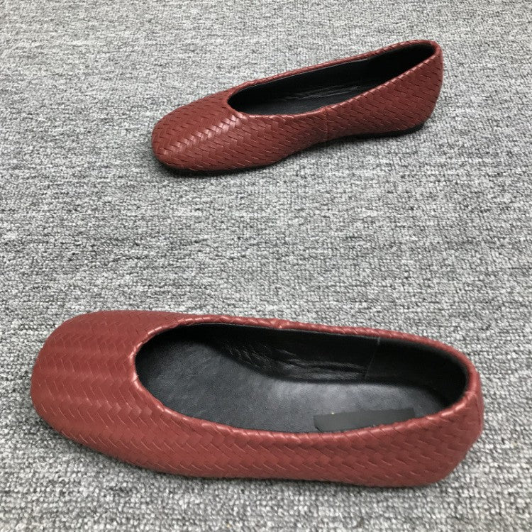 European Goods Low Flat Round Head Woven Women's Fashion Shoes