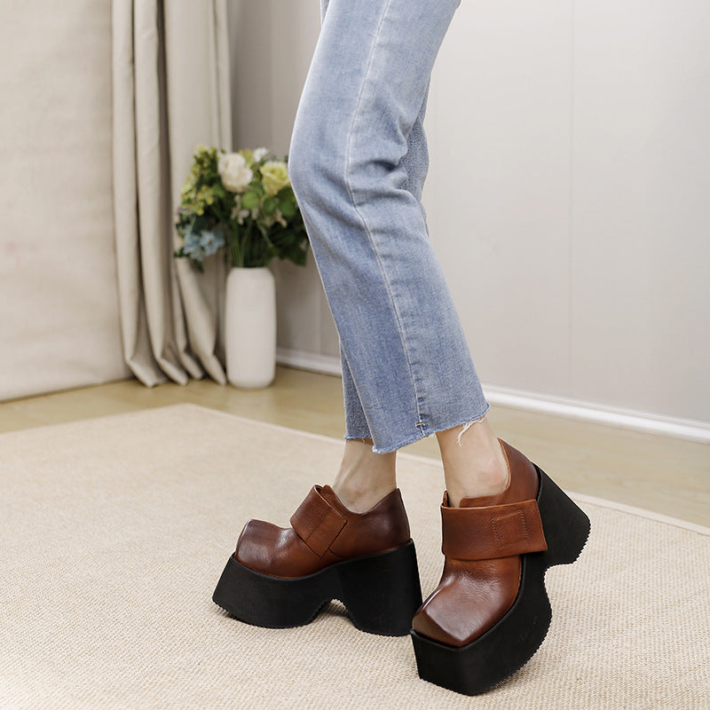 Women's Platform Retro Personality Square Head Muffin Women's Fashion Shoes