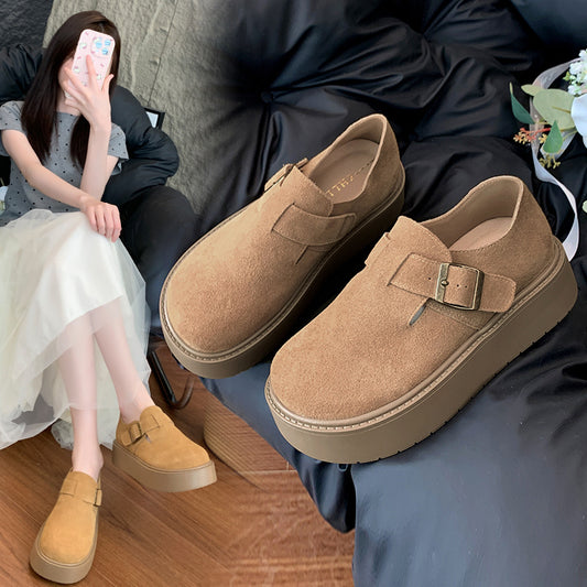 Women's Bottom Slip-on Single Retro Widened Fattened Large Men's Shoes