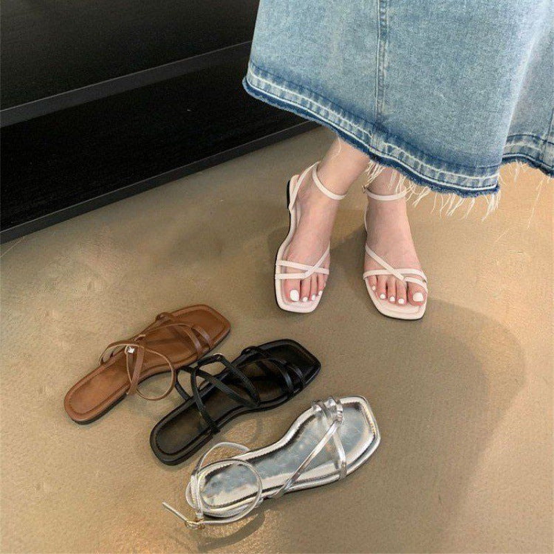 Women's Style Square Toe Cross Strap Covering Sandals