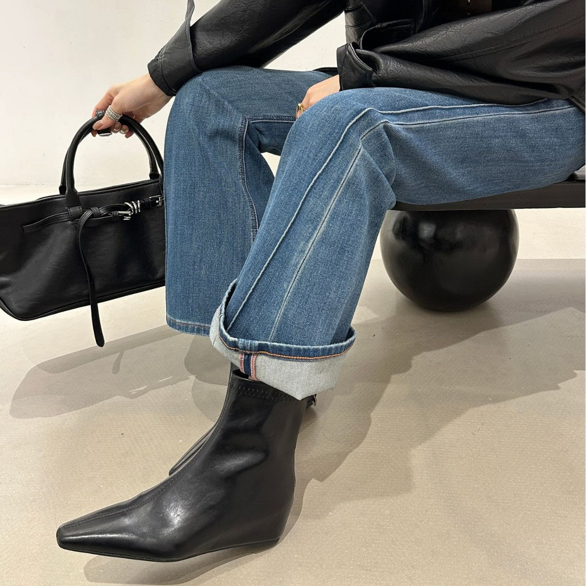 Women's Pointed Ankle Simple Female Bootie French Skinny Fruit Women's Leather Boots