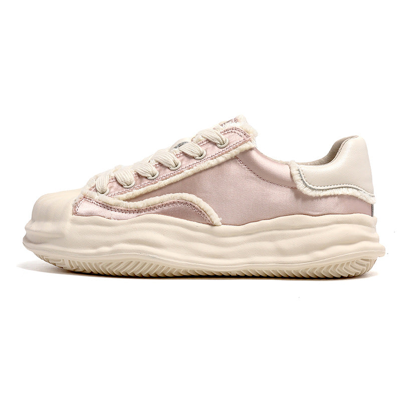 Women's Dissoed White Thick Bottom Versatile Shell Casual Shoes