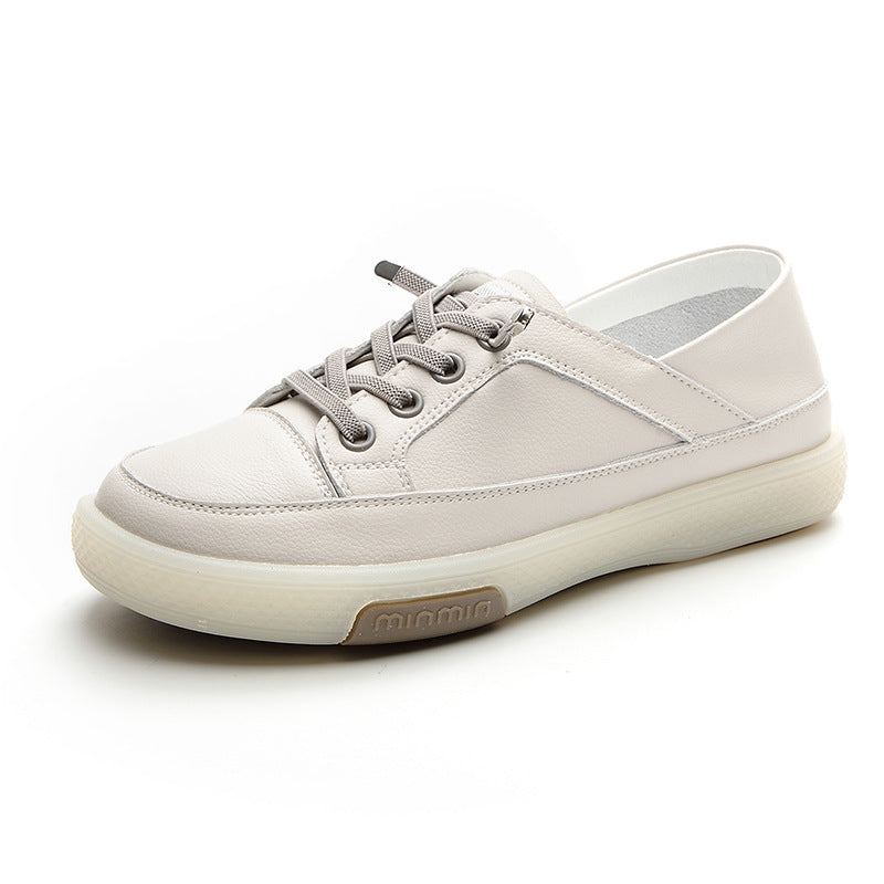 Women's White Pumps Tendon Bottom Slip-on Soft Flat Casual Shoes