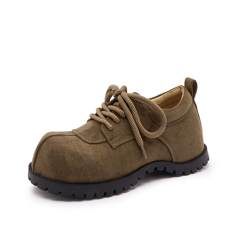 Women's With Hidden Big Head Frosted Derby Thick Bottom Retro Women's Casual Shoes