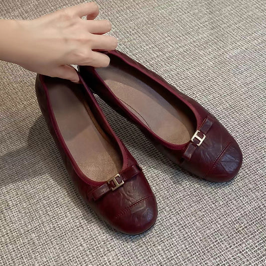 Women's Soft Sheepskin Low Round Head Low-cut Women's Fashion Shoes