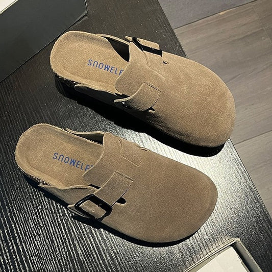 Women's Antelope Brown Half Toe Box For Slippers