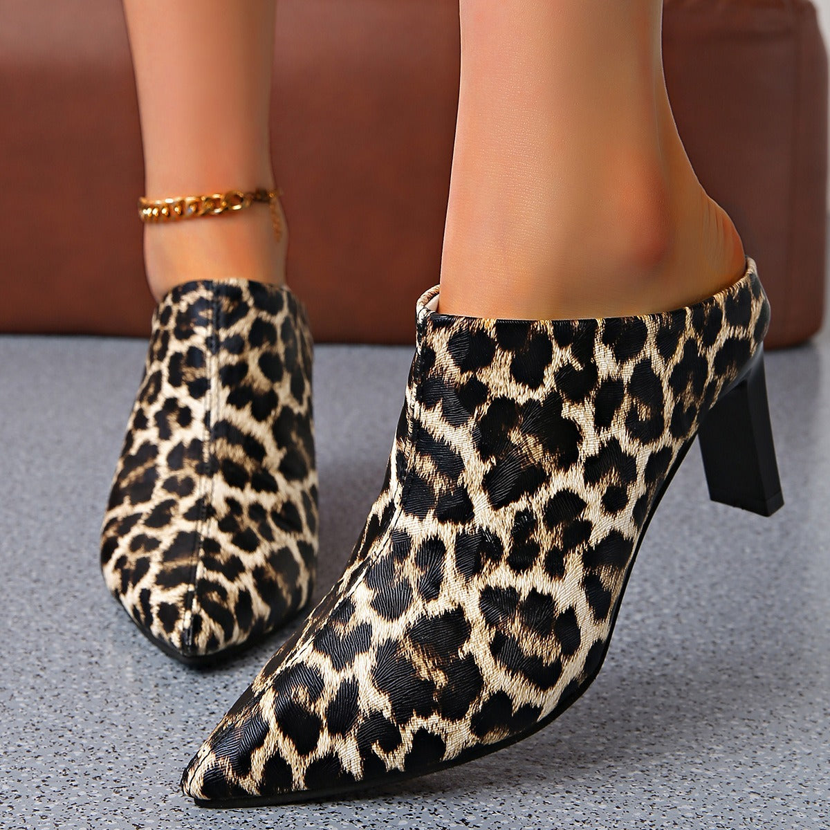 Pointed Toe Stiletto Leopard Print Sexy Heels