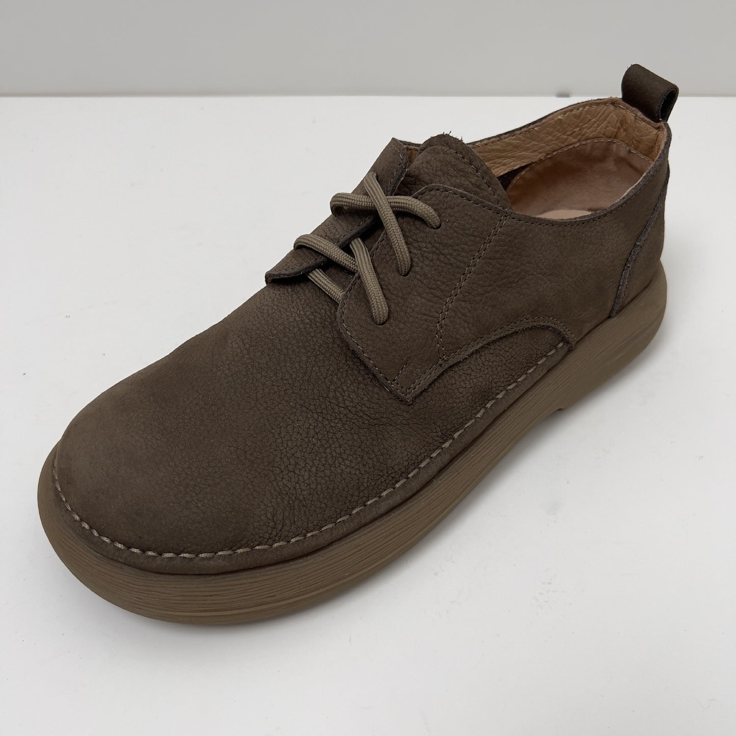 Men's Toe Lace Up Retro Style Top Layer Cowhide Breathable Loafers/doug Shoes