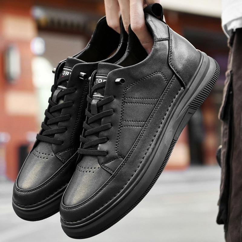 Men's Height Increasing Platform Sports Spring Cowhide Men's Board Shoes