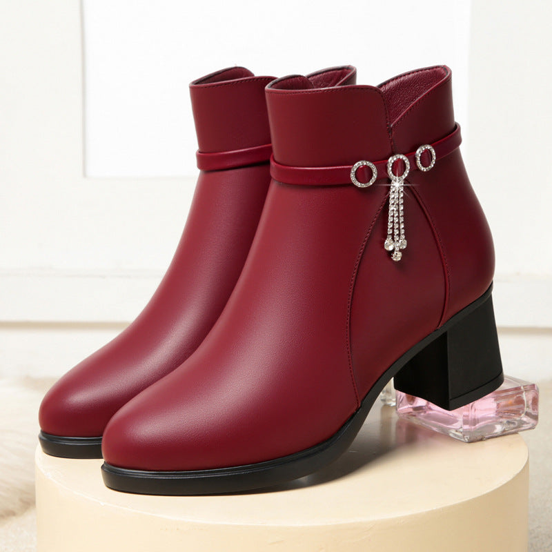 Women's Mother's Soft Bottom Short Mid Fleece-lined Women's Shoes