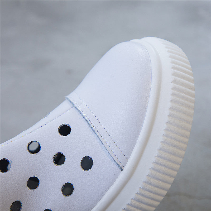 Women's Summer Hollow Hole Martin Thick Bottom Height Increasing Insole Korean Platform Sandals