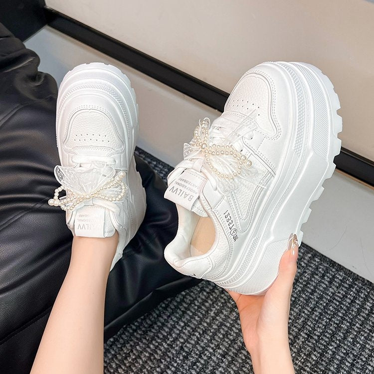 Women's White Autumn Super Popular Skirt Small Raise Women's Board Shoes