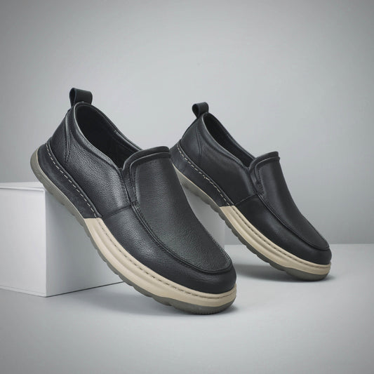 Men's One Pedal Spring Flat Green Genuine Slip-on Beanie Lightweight Soft Men's Casual Leather Shoes