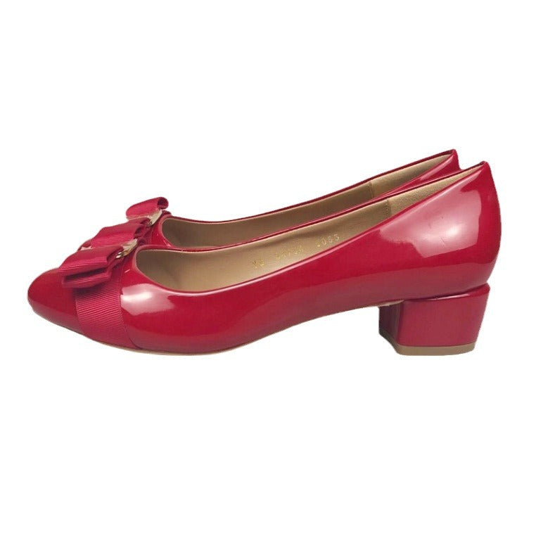 Spring Bowknot Round Toe Wedding Commuter Style Single Patent Women's Casual Shoes