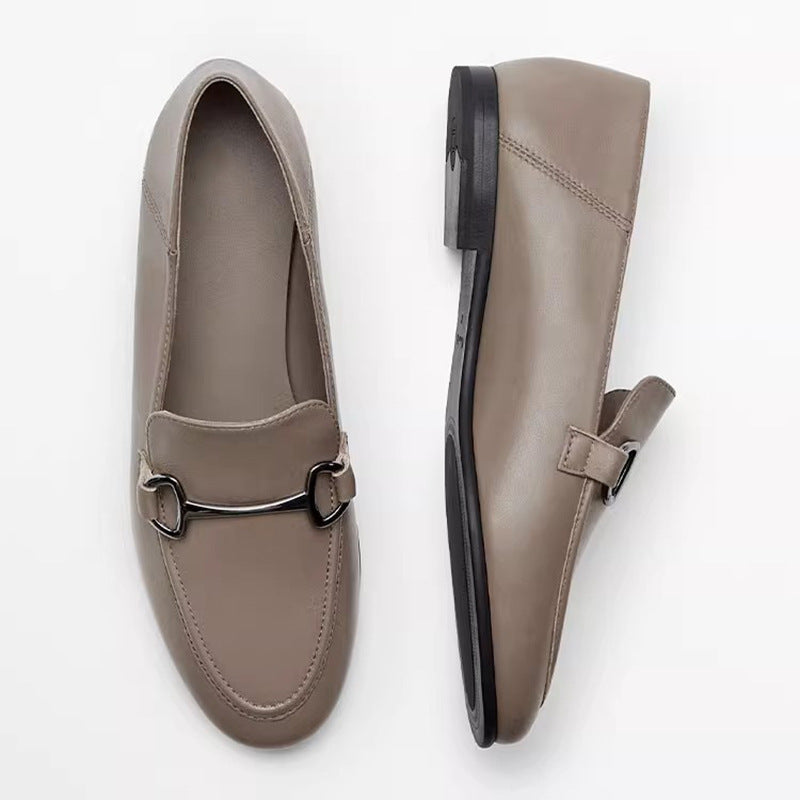 Women's Breathable Soft Buckle Slip-on Step-on Lazy Loafers
