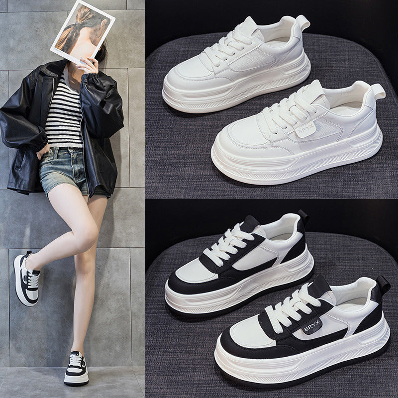 Women's White Spring Breathable Lightweight Muffin Increased Women's Casual Shoes