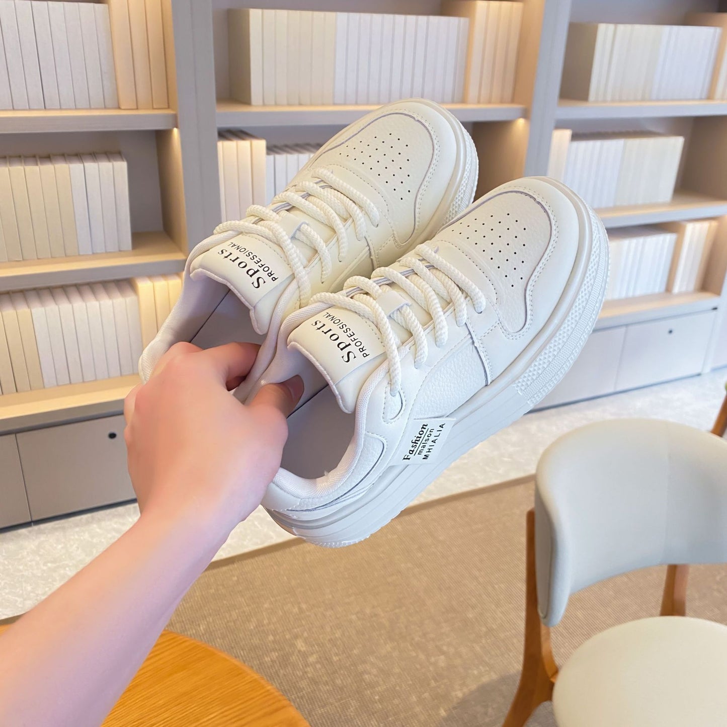 Women's White Platform Height Increasing Fashionable Panda Casual Shoes