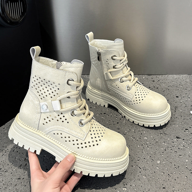 Women's Hollow Martin Genuine Hole Height Increasing Insole Boots