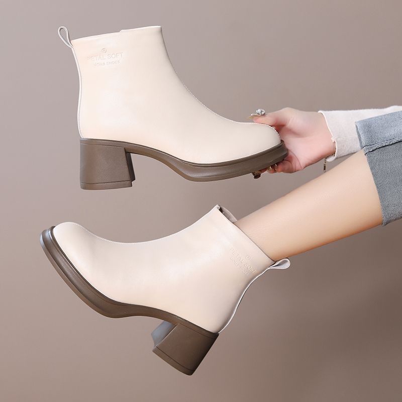 Women's Fashion British Round Toe Warm Short Boots
