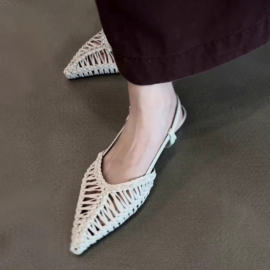 Women's Comfortable Pointed Toe Back Strap Retro Women's Fashion Shoes