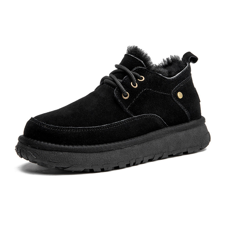 Men's Winter Sheep Fur Integrated Fleece Lined Padded Warm Keeping Snow Boots