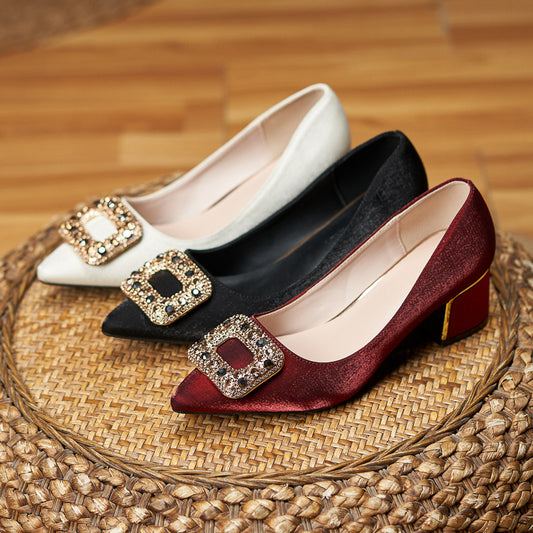 Women's High Pointed Toe Chunky Large Size Plus Sizes Mother-in-law For Women's Fashion Shoes