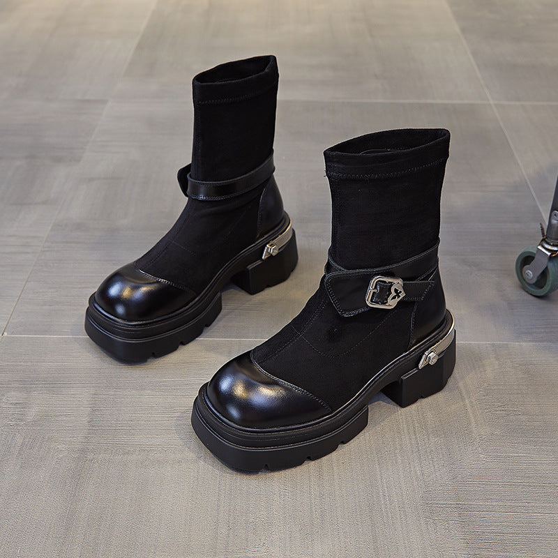 Women's British Style Martin For Show Feet Small Boots