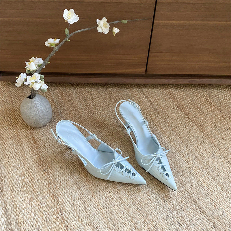 Women's Pointed Toe Stiletto Lace Up Outer Wear Summer Fairy Style High Heeled Sandals