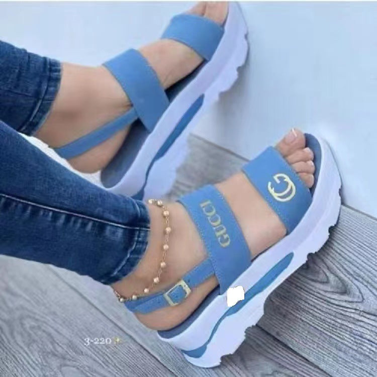 Women's Wide Surface With Sweet Style Platform Sandals