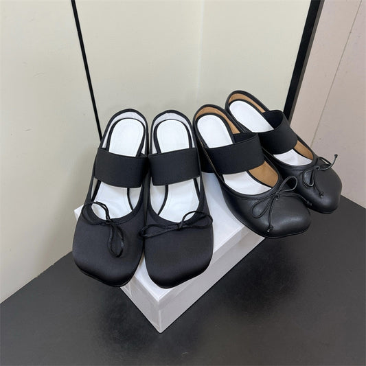 Women's Apple Shape Head Half Chunky Mules Heels
