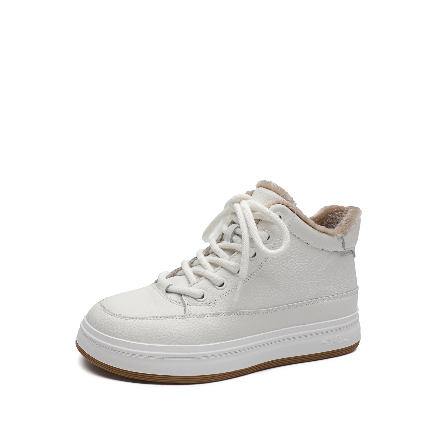 Women's Cowhide Veet High White Warm Flat Bottom Simple Women's Cotton Shoes