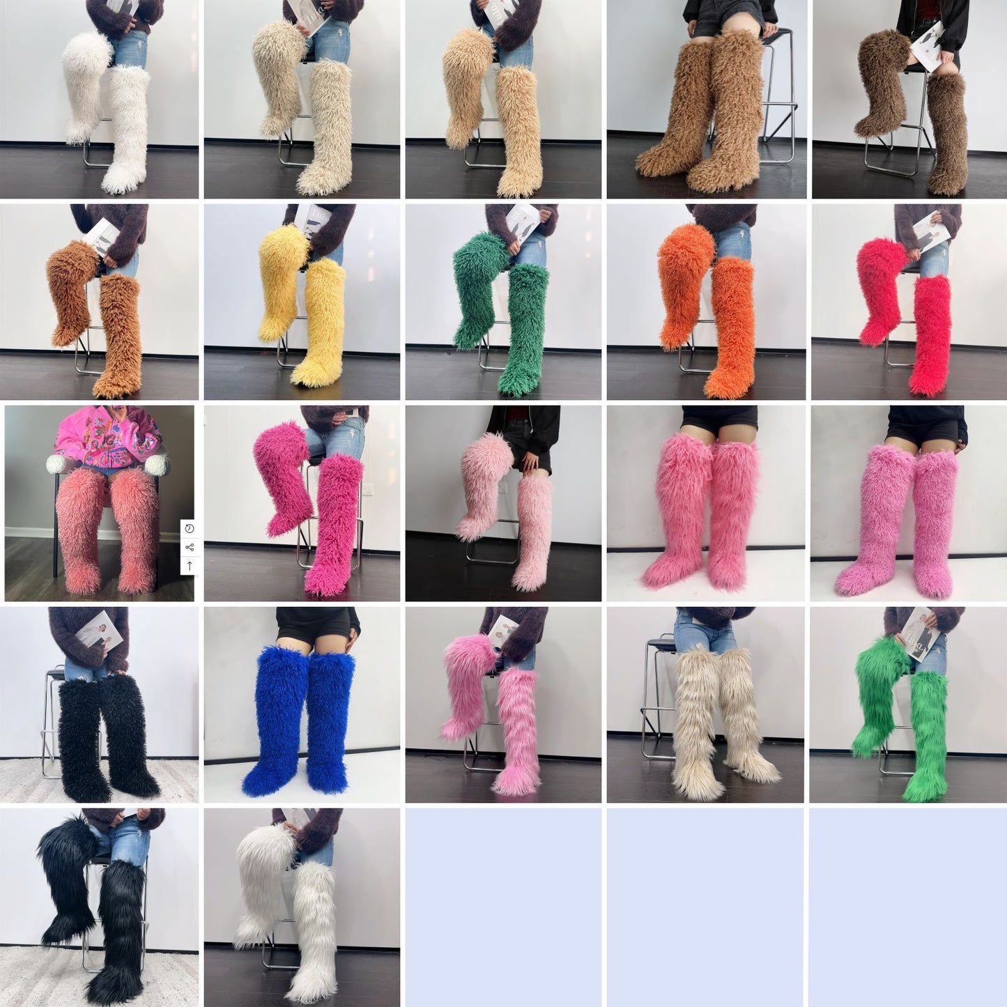 Imitated Tibet Sheep Fur Thigh Height Over Women's Snow Boots