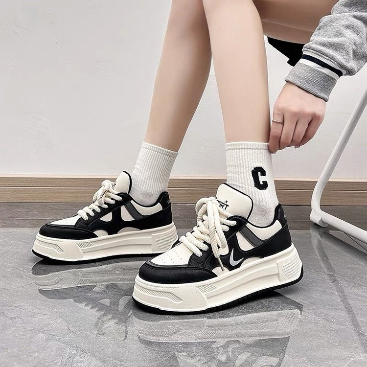 Women's White Korean Style Height Increasing Sports Casual Shoes