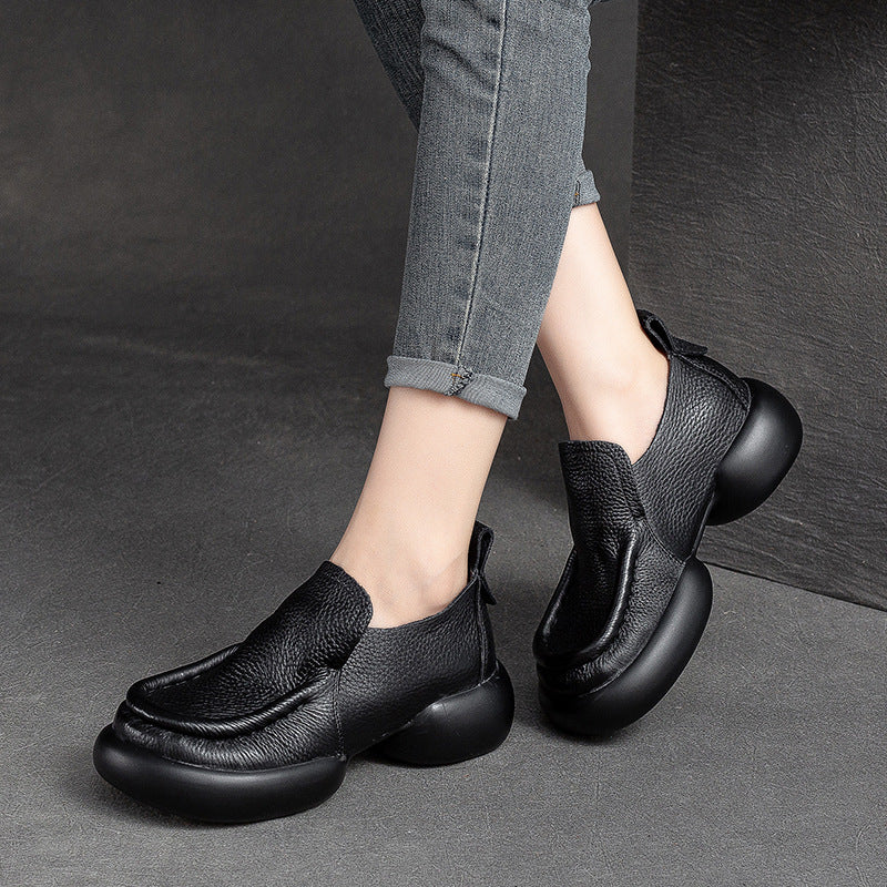 Women's Pumps Slip-on Top Layer Cowhide Versatile Loafers