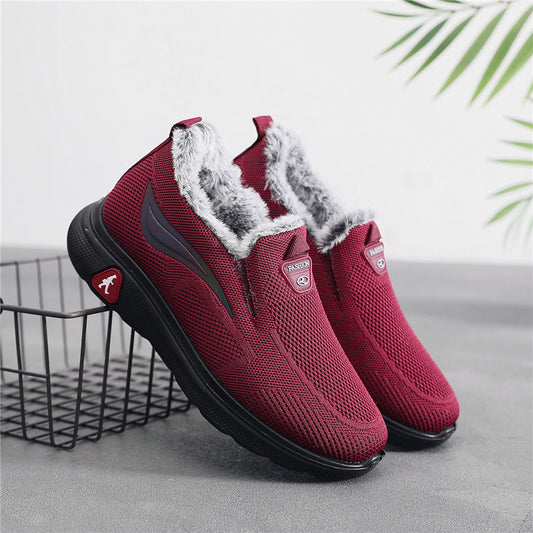 Woven Old Cloth Fleece Lined Padded Women's Shoes