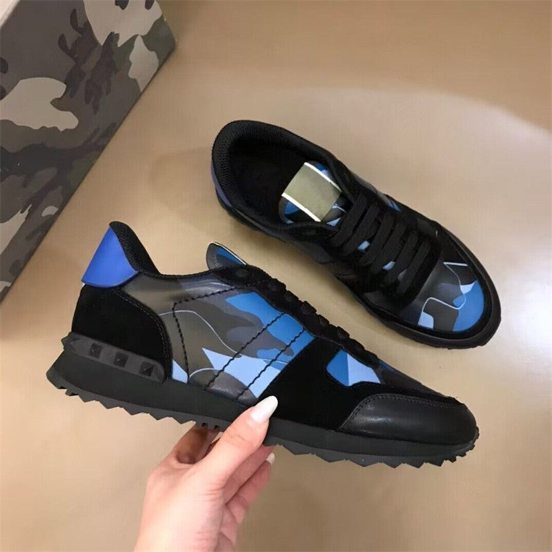 Men's Camouflage Rivet Platform Genuine Fashion Lace Up Increased Women's Casual Shoes