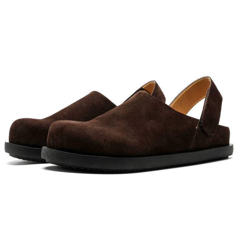Women's Retro Closed Toe Half Two-way Slip-on Lofter Style Flat Slippers