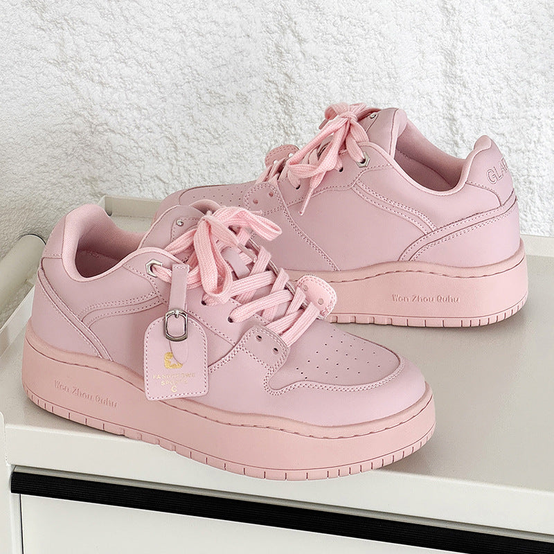 Women's & Men's Invisible Height Increasing Insole Bread Models Fairy Pink Platform Sneakers