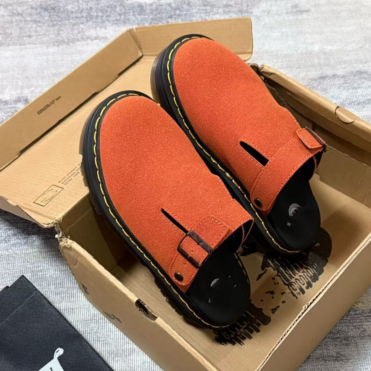 Women's & Men's Martin Half Slip-on Suede Toe Cap Mules Fashion Thick-soles Slippers